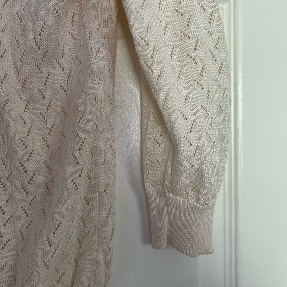 Brooks Brothers, Ivory, Silk and Cotton lightweight sweater 3/4 sleeve - Picture 3 of 5